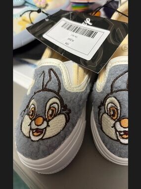 Disney Gray Bunny Slip-On Sneakers with Embroidered Character